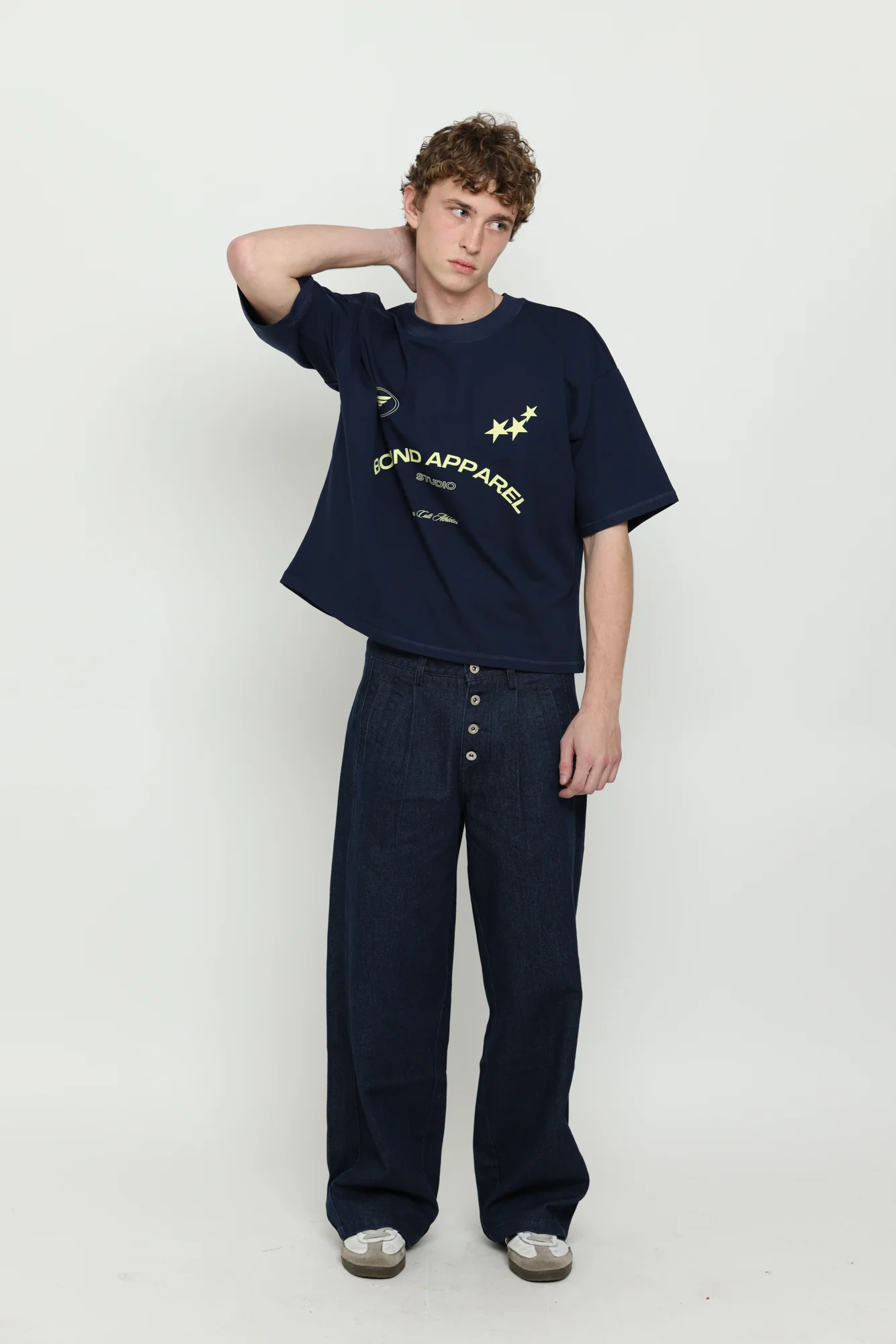 Navy & Yellow Boxy Tee - Image 2